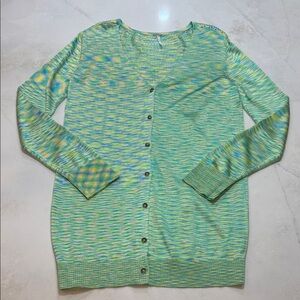 Free People Teal Seafoam Yellow Multicolor Knit Top